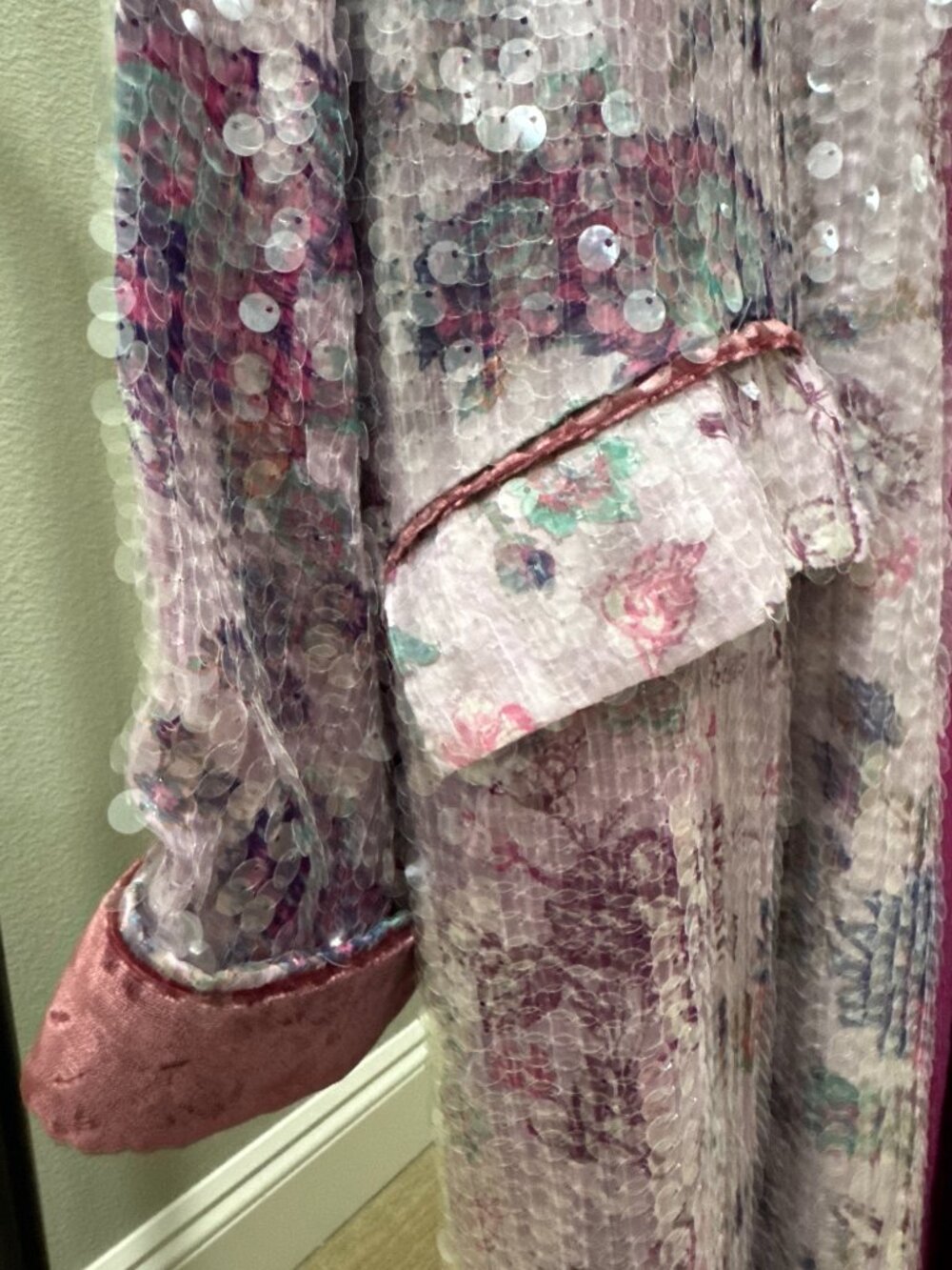 Free People Floral Sequin Velvet Duster Kimono Jacket - Picture 2 of 4